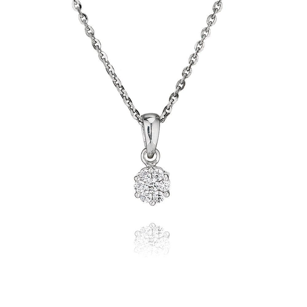 Perfection Silver Round Cluster Pendant & Chain