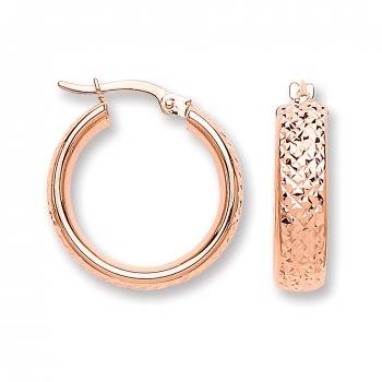 9ct Rose Gold Engraved Creole Earrings
