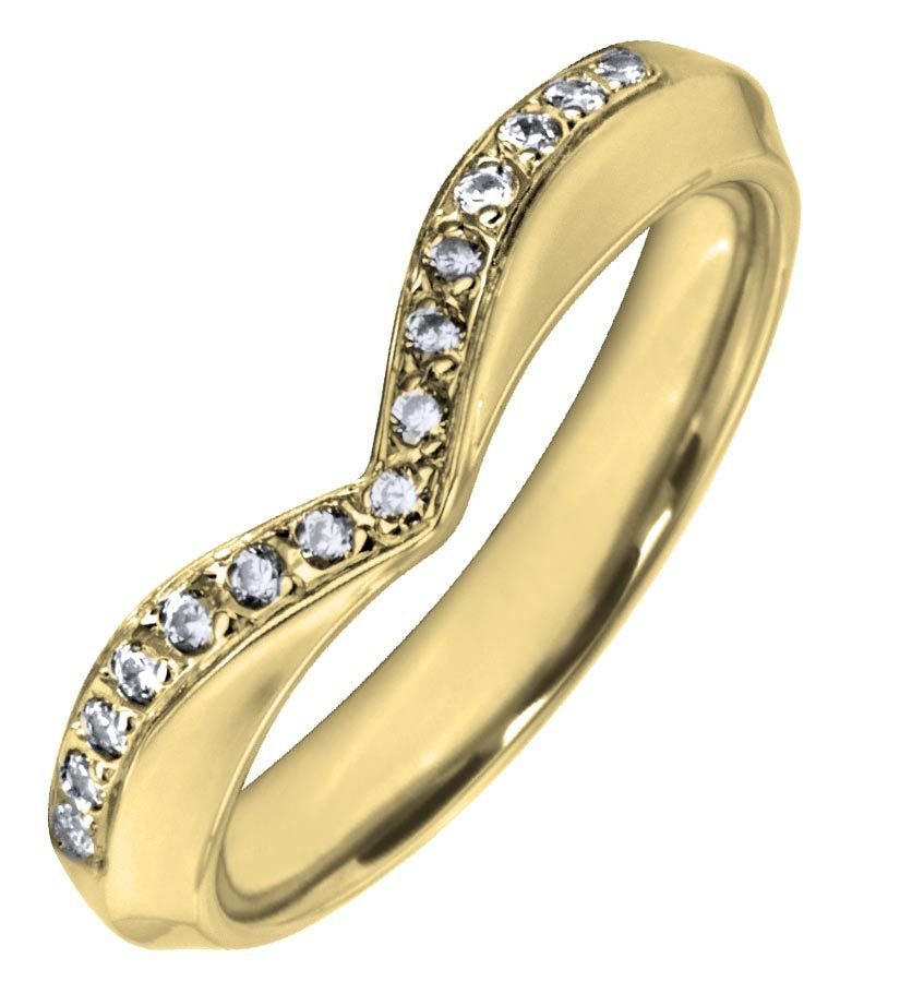 9ct Brilliant Cut Claw Set Shaped Wedding Ring