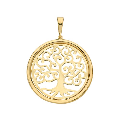 9ct Gold Round Tree of Life Pendant