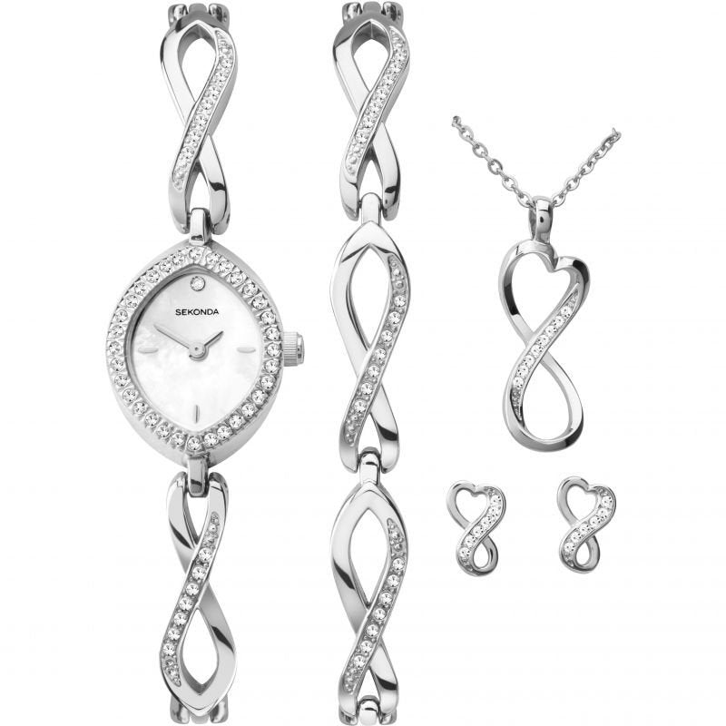 (2084g) Sekonda Ladies Crystal Set Watch, Bracelet, Pendant & Earring Sale Gift Set