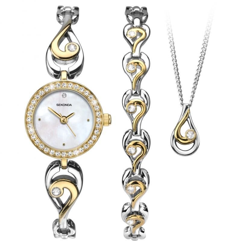 (2512g) Sekonda Ladies Two Tone Watch, Bracelet & Pendant Sale Gift Set