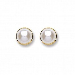 9ct Gold Simulated Pearl Stud Earrings