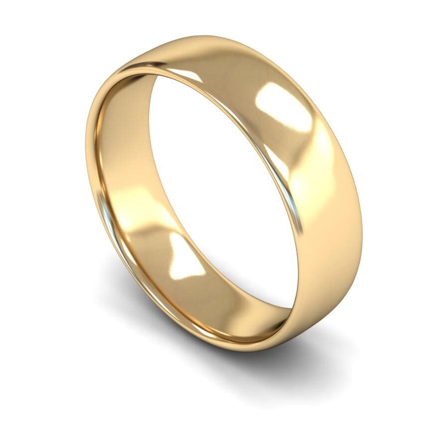 9ct 6mm Light Soft Court Wedding Ring