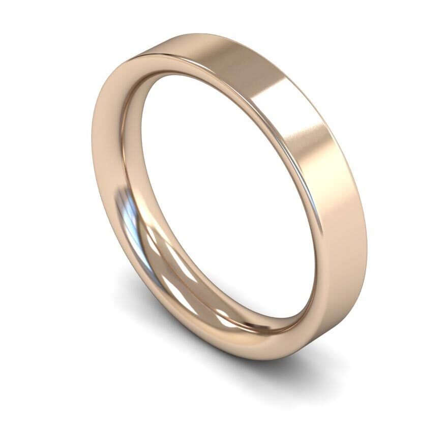 9ct 4mm Heavy Flat Court Wedding Ring (4Lhe-9y)