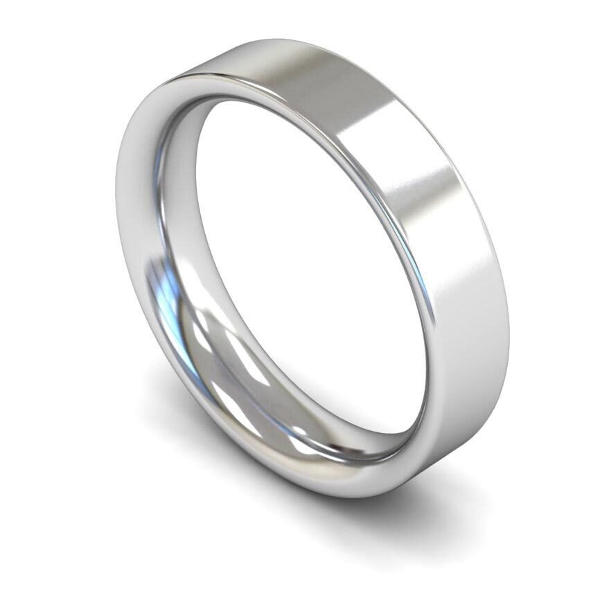 9ct 5mm Heavy Flat Court Wedding Ring (5Ghe-9w)