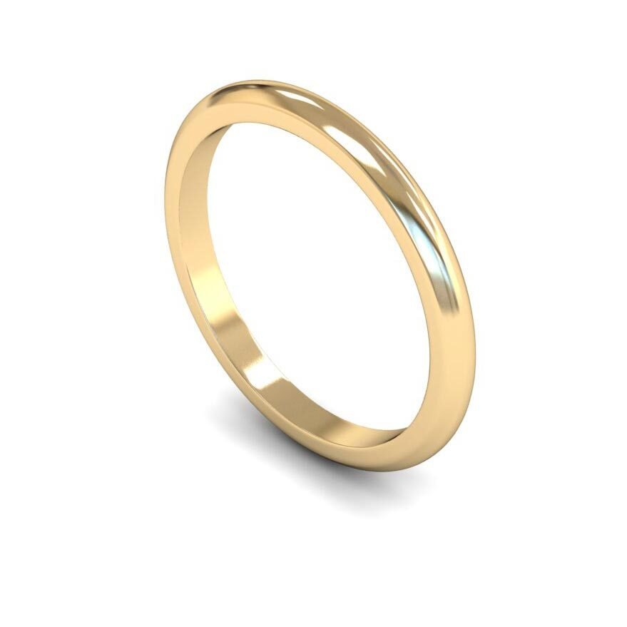 9ct 2mm Medium D Shape Wedding Ring (2Lmd-9y)