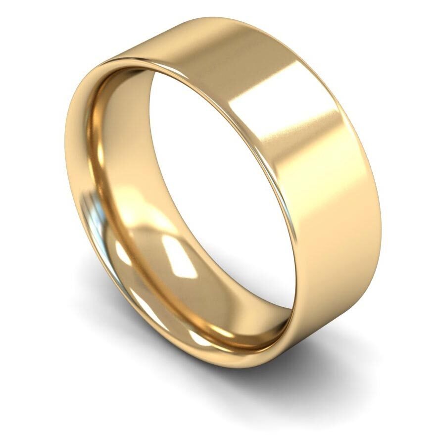 9ct 8mm Medium Flat Court Wedding Ring