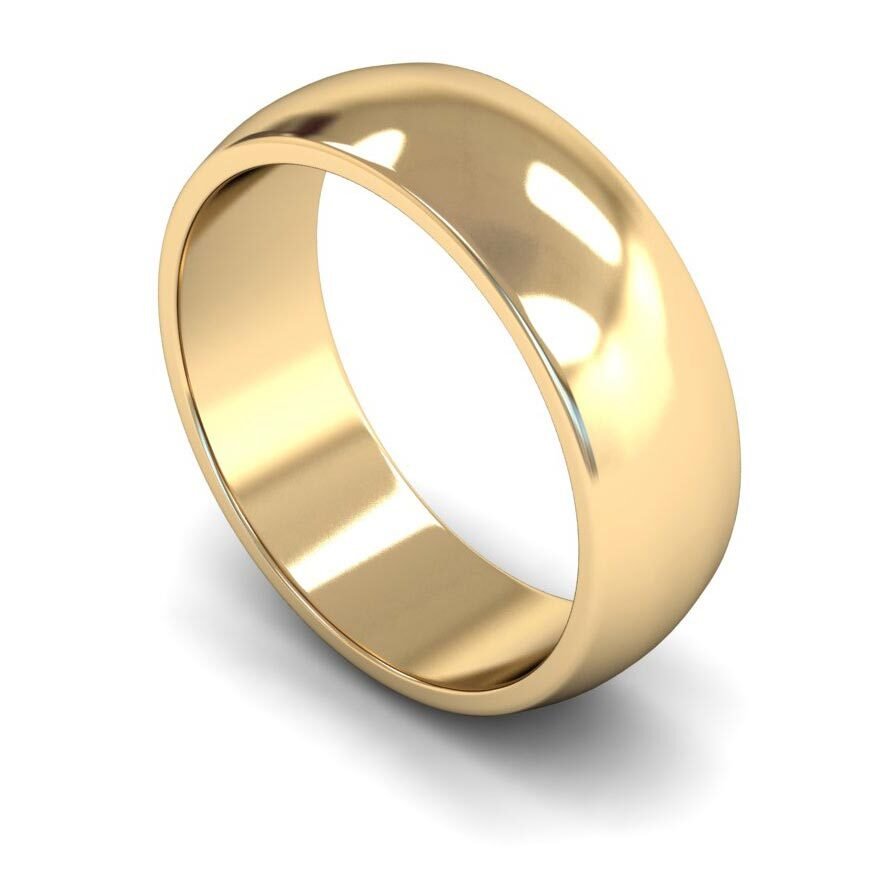 9ct 7mm Medium D Shape Wedding Ring