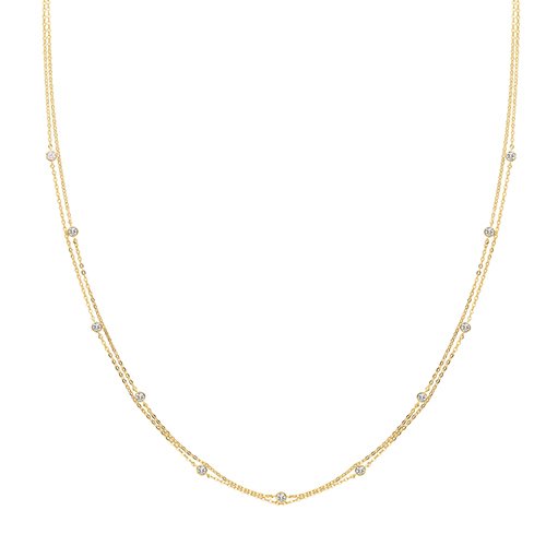9ct Gold Rubover Cubic Zirconia Necklace