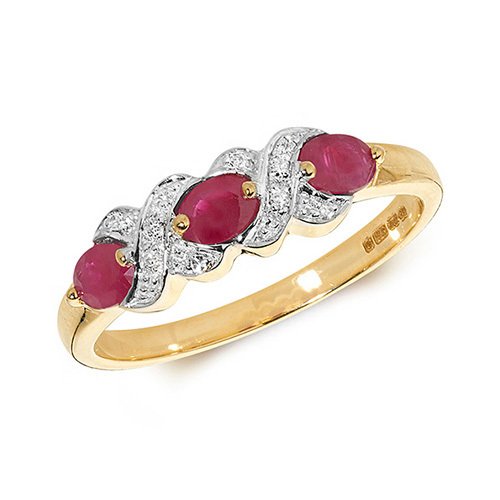 Ruby & Diamond Kiss Ring (Rd294r)