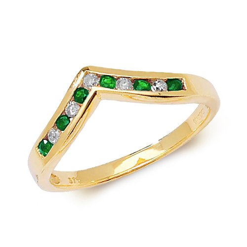 Emerald & Diamond Wishbone Ring (Rd268e)