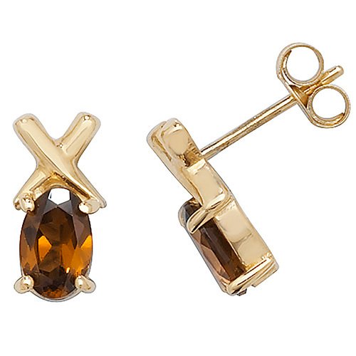9ct Gold Garnet Kiss Stud Earrings