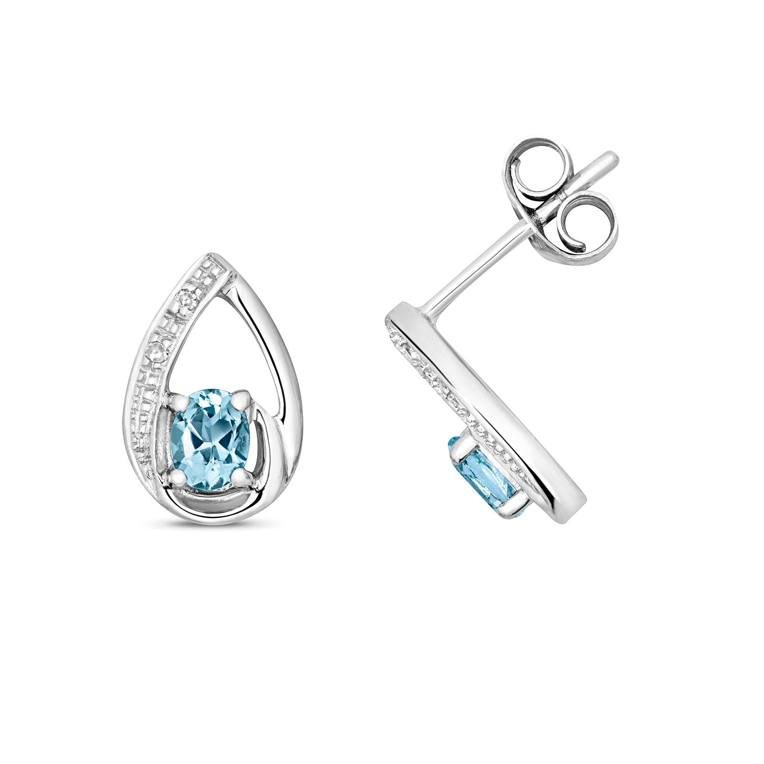 Aquamarine & Diamond Pear Shape Stud Earrings