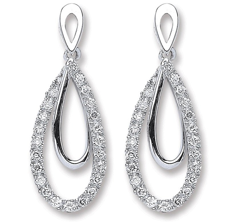 White Gold Diamond Drop Earrings