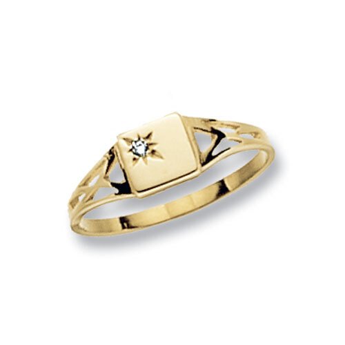 9ct Gold Cubic Zirconia Square Signet Ring
