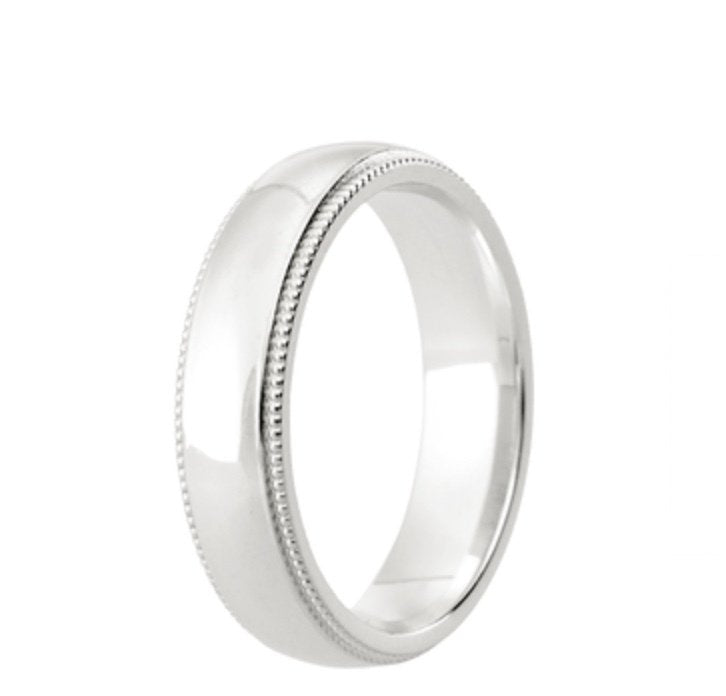 9ct  Diamond Cut Polished Centre Court Wedding Ring