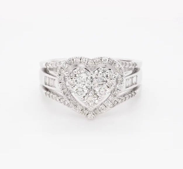 1.08ct Heart Shape Diamond Cluster Ring