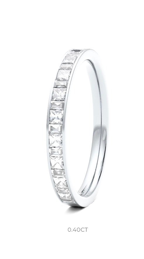 9ct Channel Set Princess & Baguette Cut Diamond Wedding Ring (Cpb-310-040-060)