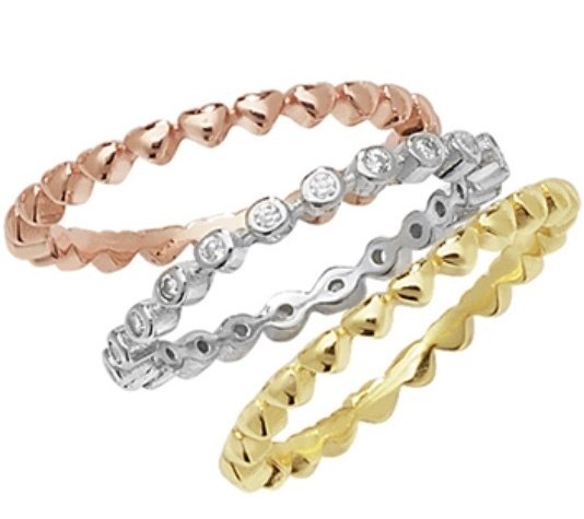 Silver 3 Colour Stacker Ring