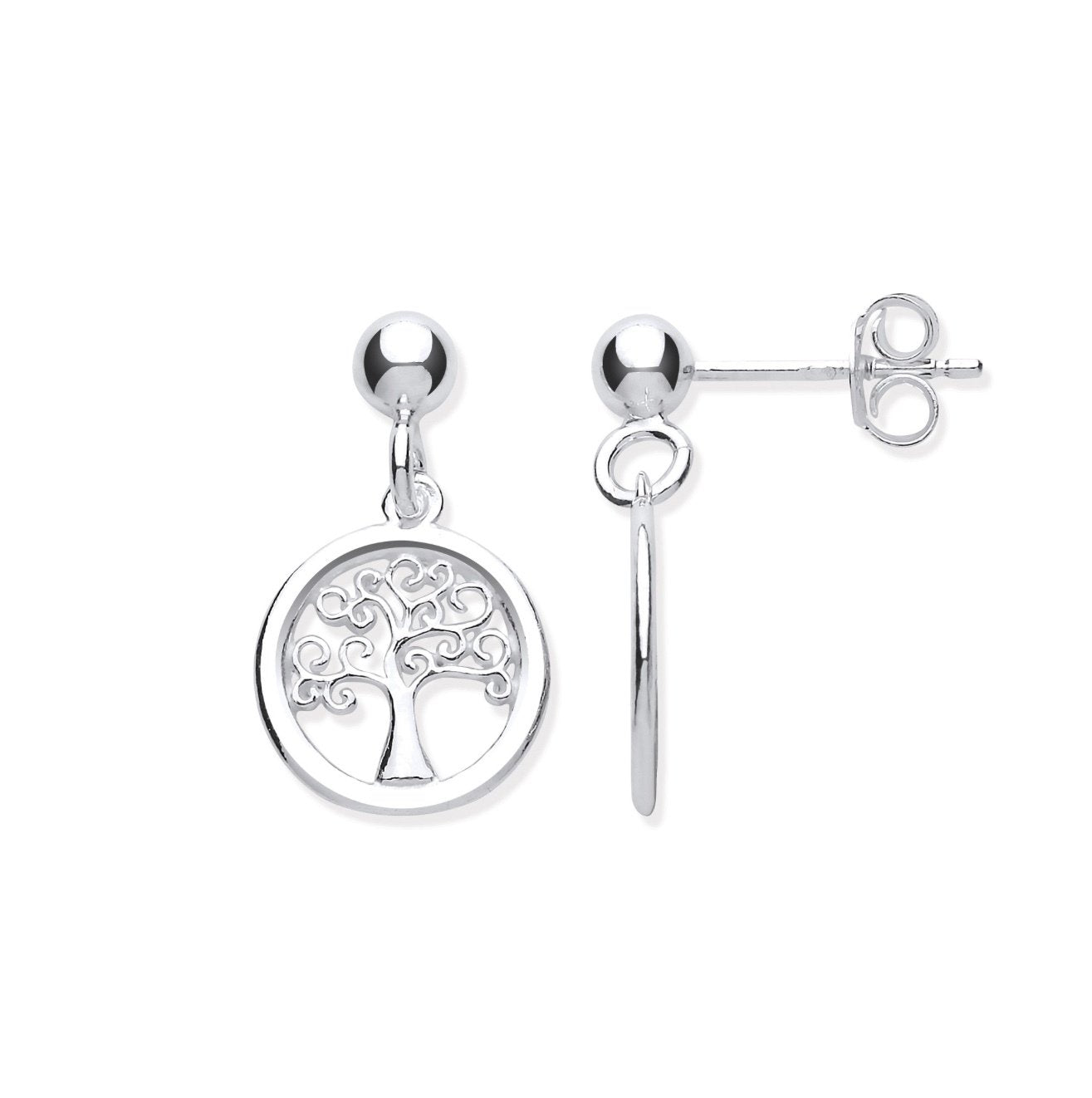 Silver Tree of Life Drop Earrings (Ser0521)