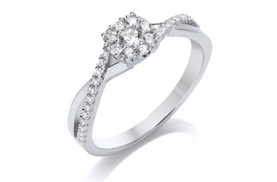 .35ct Brilliant Cut Diamond Cluster Ring