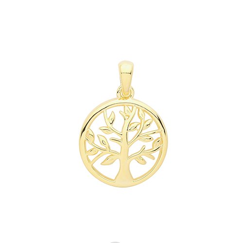 Silver Gold Plated Tree of Life Pendant & Chain (G61073gp)