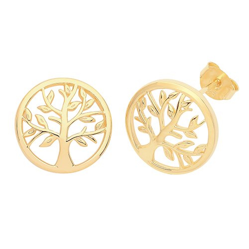 Silver Gold Plated Tree of Life Studs