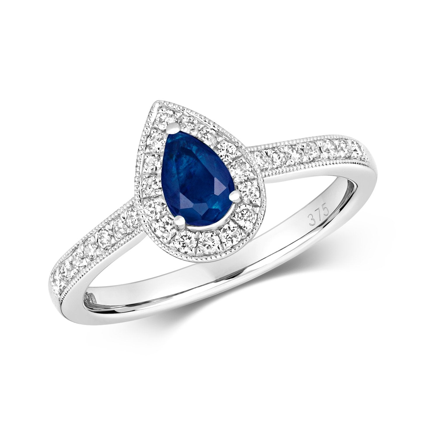 Sapphire & Diamond Pear Shape Ring