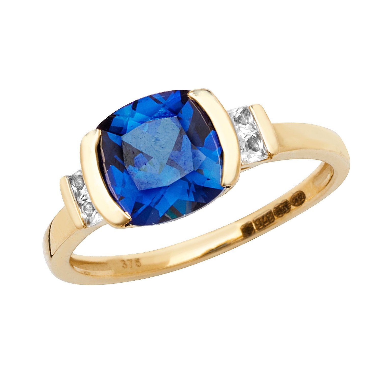 Created Sapphire & White Sapphire Ring (Rd1200s)