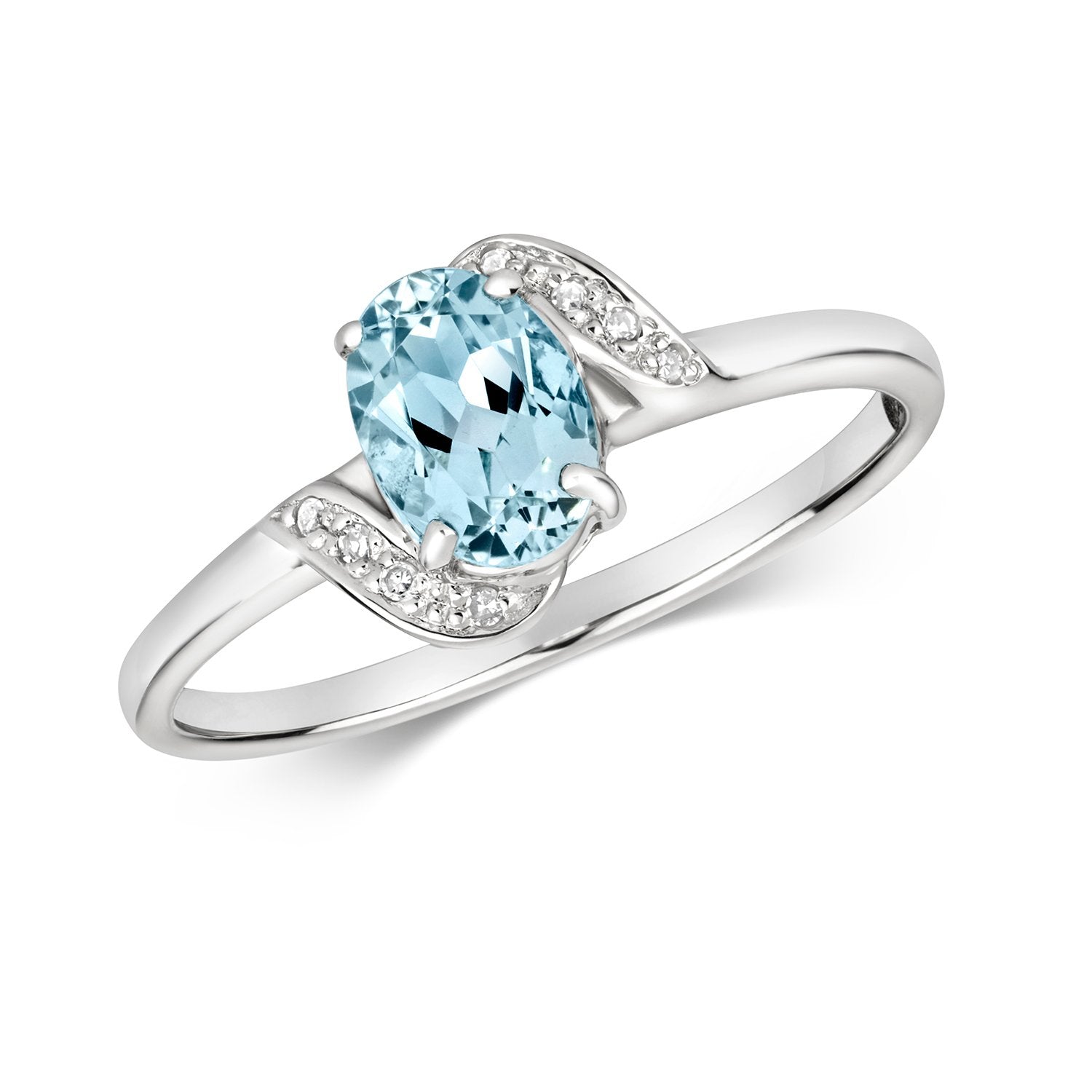 Aquamarine & Diamond Solitaire Ring