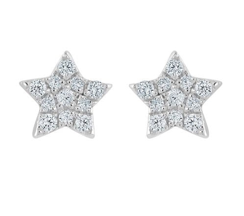 Silver Cubic Zirconia Star Studs (Se646a)