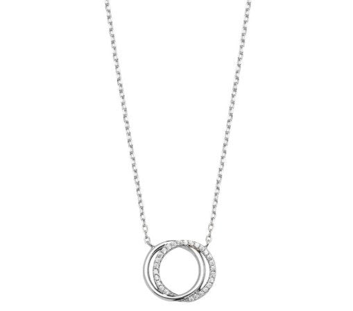 Silver Cubic Zirconia Open Circle Necklace (Sn208c)