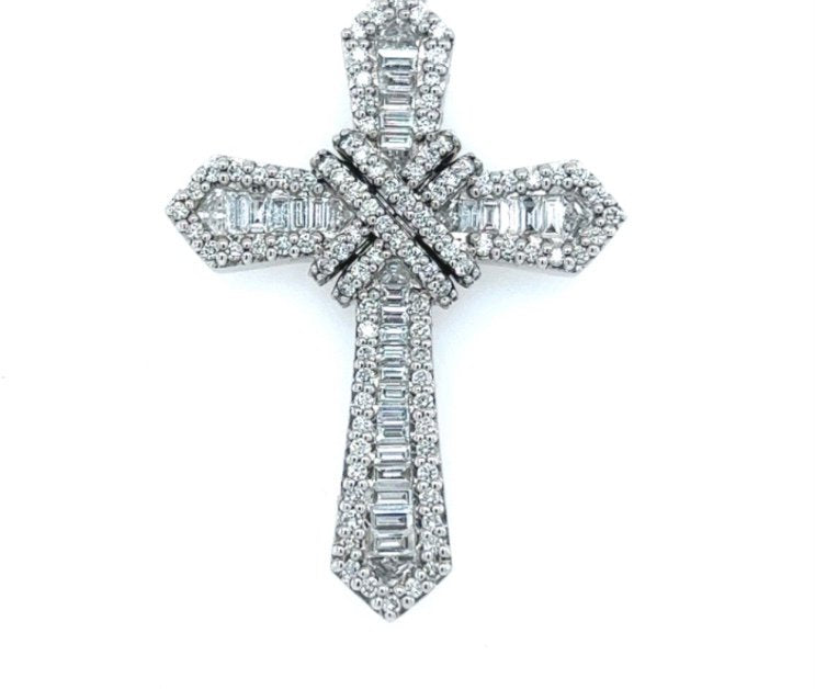 1.86ct Briiliant & Baguette Cut Diamond Cross