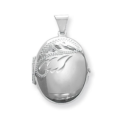 Silver Engraved Oval Locket (G6582)