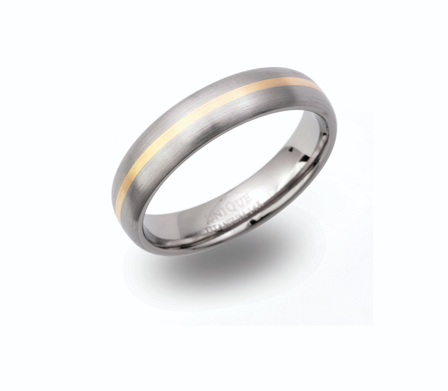 Titanium 6mm 14ct Gold Inlay Gents Wedding Ring